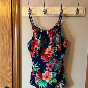 St. John's Bay Floral Women's Tankini  - Navy and Pink Size 14